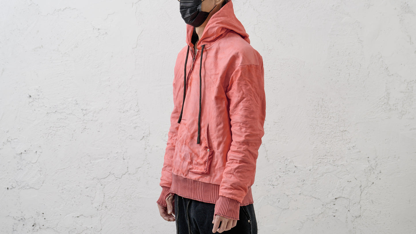 <span>25.2</span><span>"DISPLACEMENT"</span>SWEAT PARKA HOODED ZIPPED CO LINING<br>BISON FULL GRAIN<br>PINK