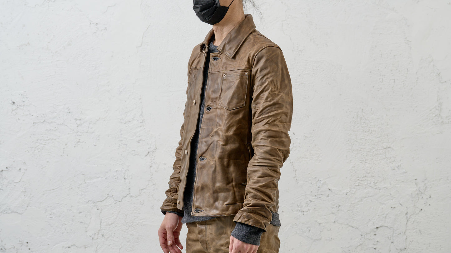 <span>25.2</span><span>"DISPLACEMENT"</span>JEAN JACKET<br>HORSE FULL GRAIN<br>BEIGE BROWN 65