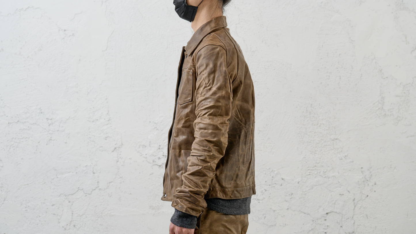 <span>25.2</span><span>"DISPLACEMENT"</span>JEAN JACKET<br>HORSE FULL GRAIN<br>BEIGE BROWN 65