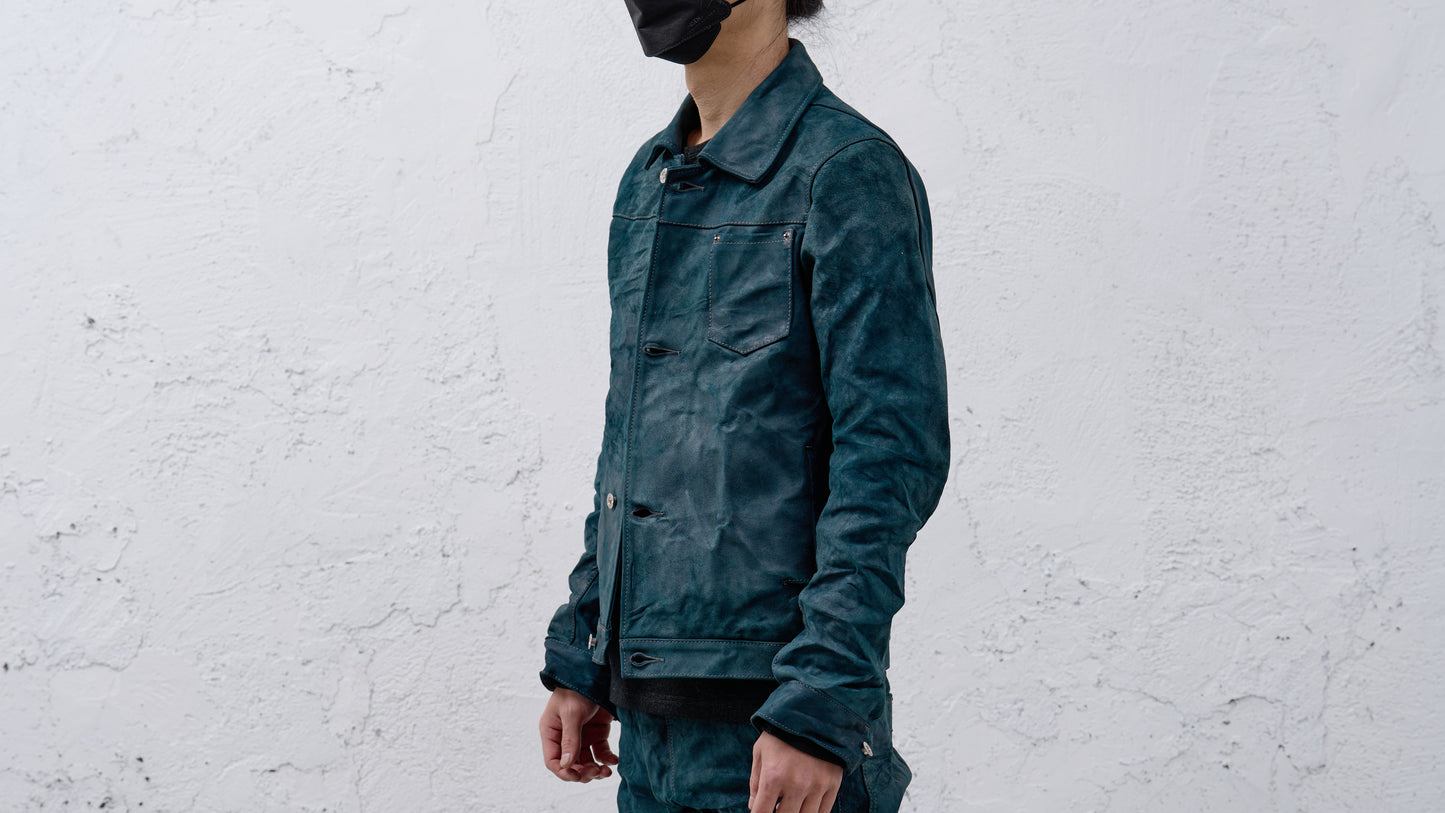 <span>26.2</span><span>"DISPLACEMENT"</span>JEAN JACKET<br>HORSE FULL GRAIN<br>INDIGO REVERSE