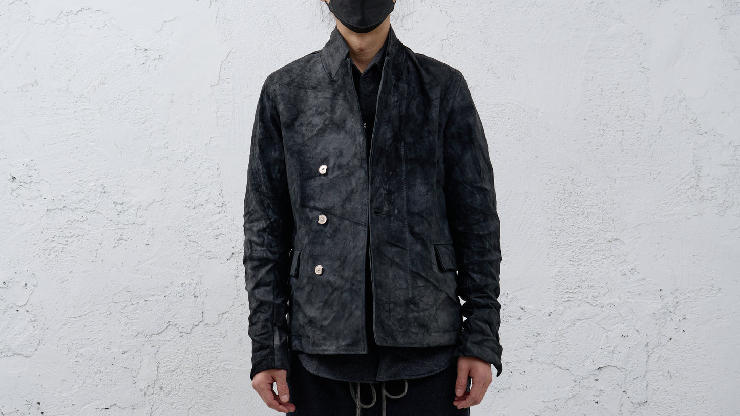 <span>26.2</span><span>"BASIC"</span>DOUBLE BREASTED WORK BLAZER<br>HORSE FULL GRAIN<br>BLACK REVERSE