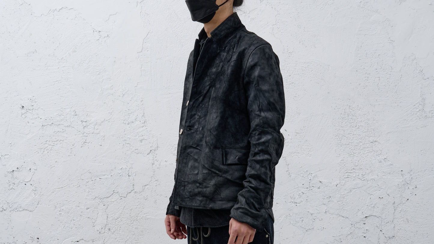 <span>26.2</span><span>"BASIC"</span>DOUBLE BREASTED WORK BLAZER<br>HORSE FULL GRAIN<br>BLACK REVERSE