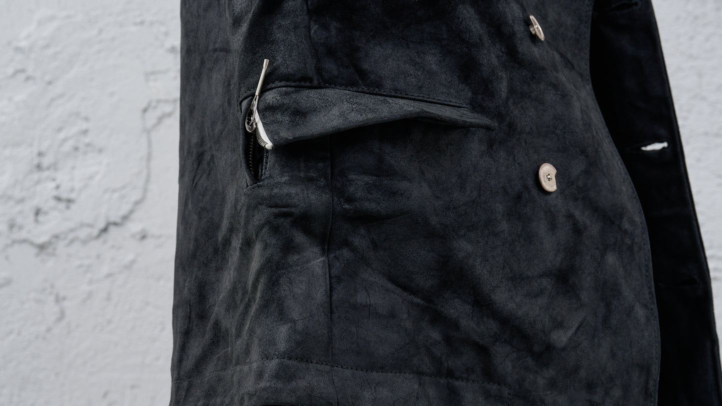 <span>26.2</span><span>"BASIC"</span>DOUBLE BREASTED WORK BLAZER<br>HORSE FULL GRAIN<br>BLACK REVERSE