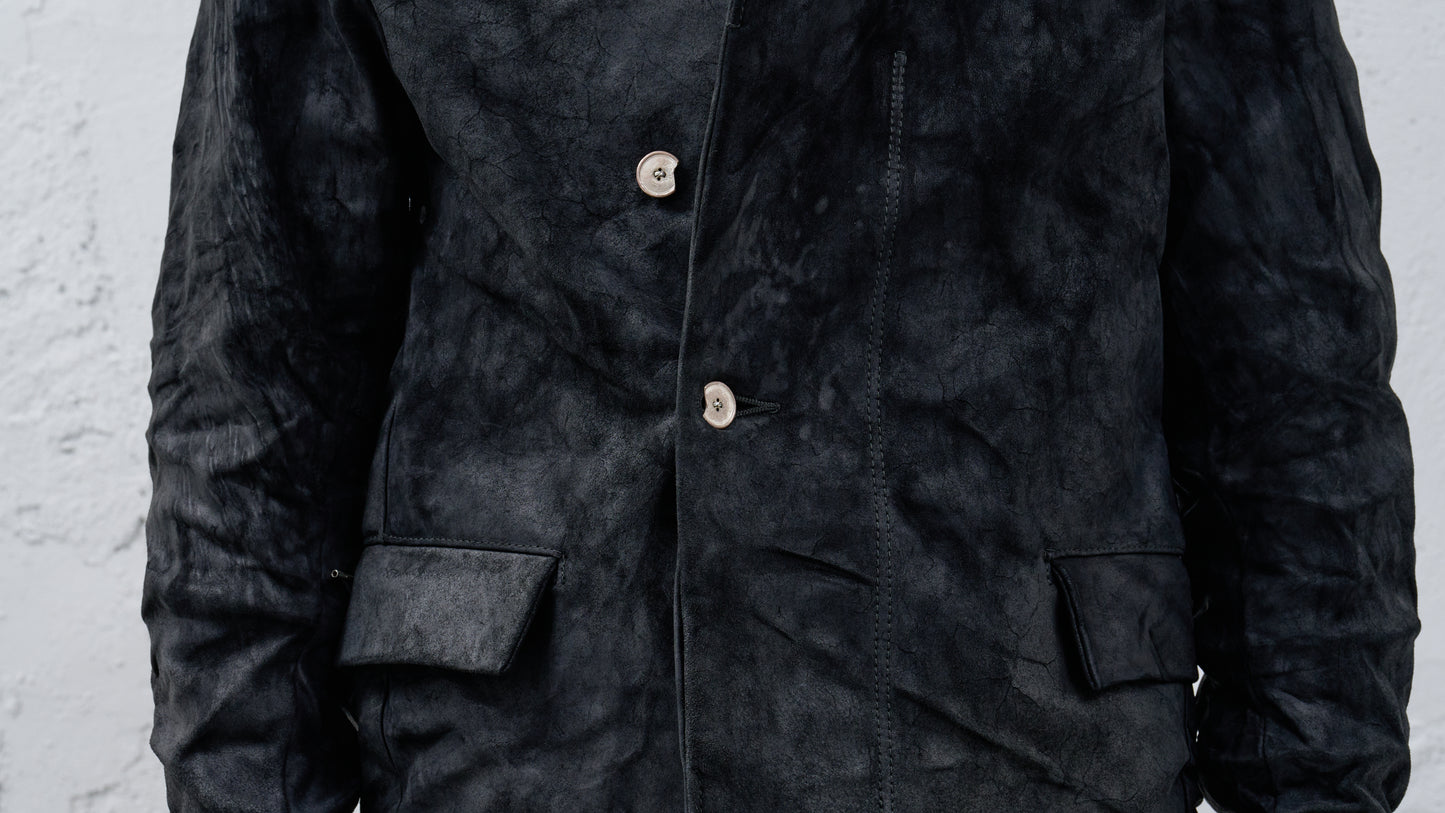 <span>26.2</span><span>"BASIC"</span>DOUBLE BREASTED WORK BLAZER<br>HORSE FULL GRAIN<br>BLACK REVERSE