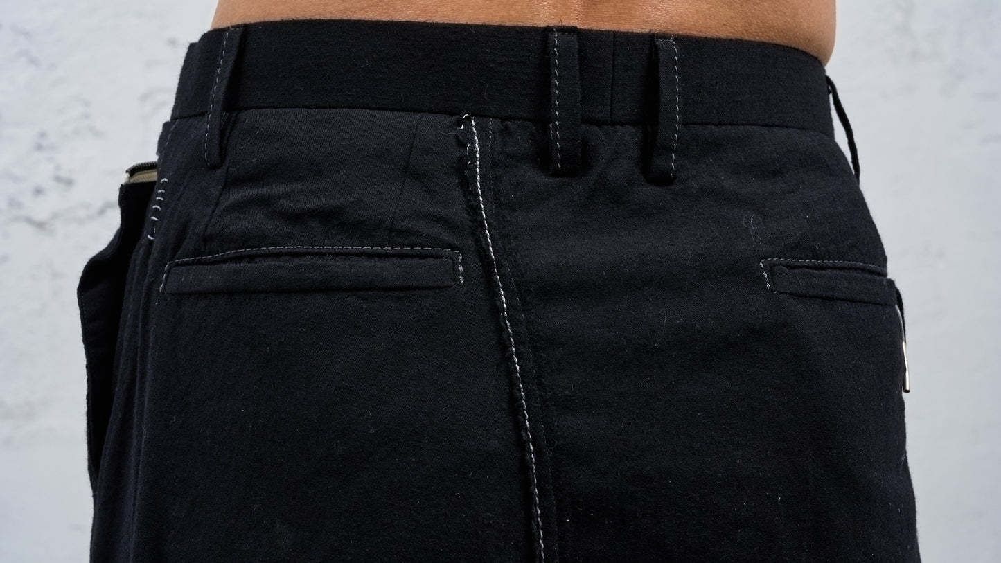 <span>27.1</span><span>"BASIC"</span>PLEATED L/C TRS WIDE<br>SUPER 140' VERGIN WOOL<br>BLACK