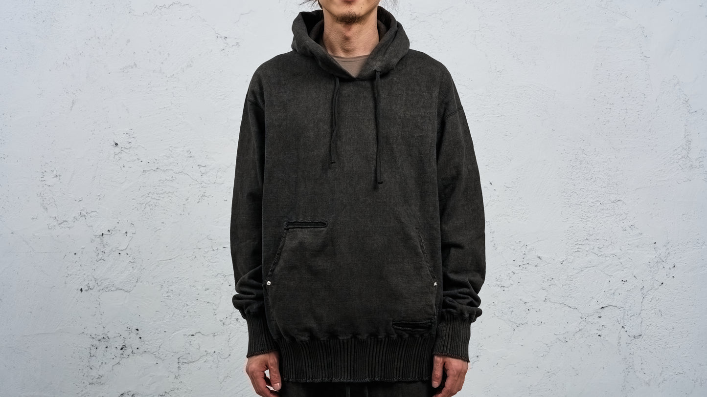 <span>27.1</span><span>"DISPLACEMENT"</span>SWEAT PARKA HOODED<br>UNBALANCED COTTON JERSEY<br>CARBON
