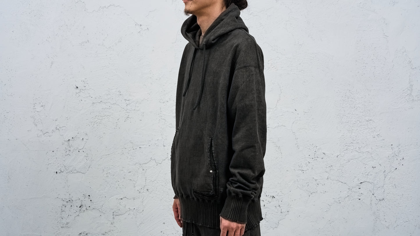 <span>27.1</span><span>"DISPLACEMENT"</span>SWEAT PARKA HOODED<br>UNBALANCED COTTON JERSEY<br>CARBON