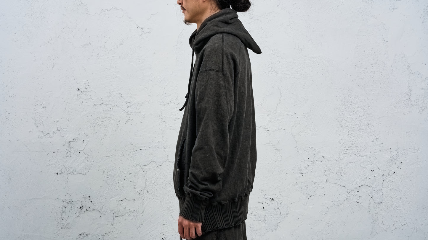 <span>27.1</span><span>"DISPLACEMENT"</span>SWEAT PARKA HOODED<br>UNBALANCED COTTON JERSEY<br>CARBON