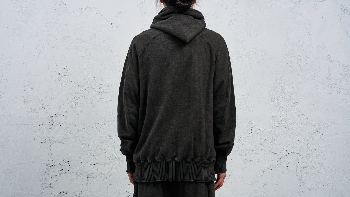 <span>27.1</span><span>"DISPLACEMENT"</span>SWEAT PARKA HOODED<br>UNBALANCED COTTON JERSEY<br>CARBON