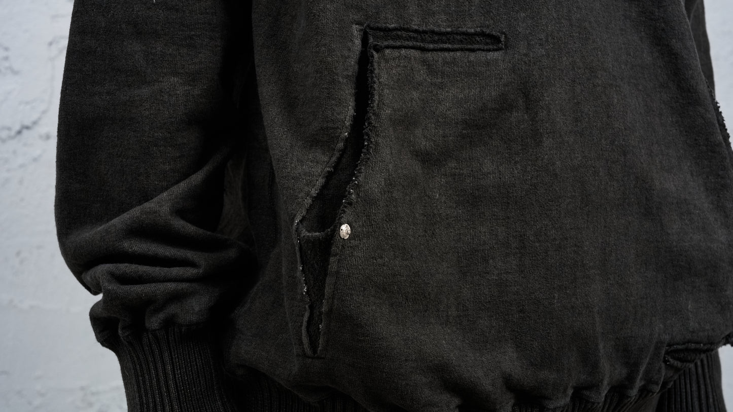<span>27.1</span><span>"DISPLACEMENT"</span>SWEAT PARKA HOODED<br>UNBALANCED COTTON JERSEY<br>CARBON