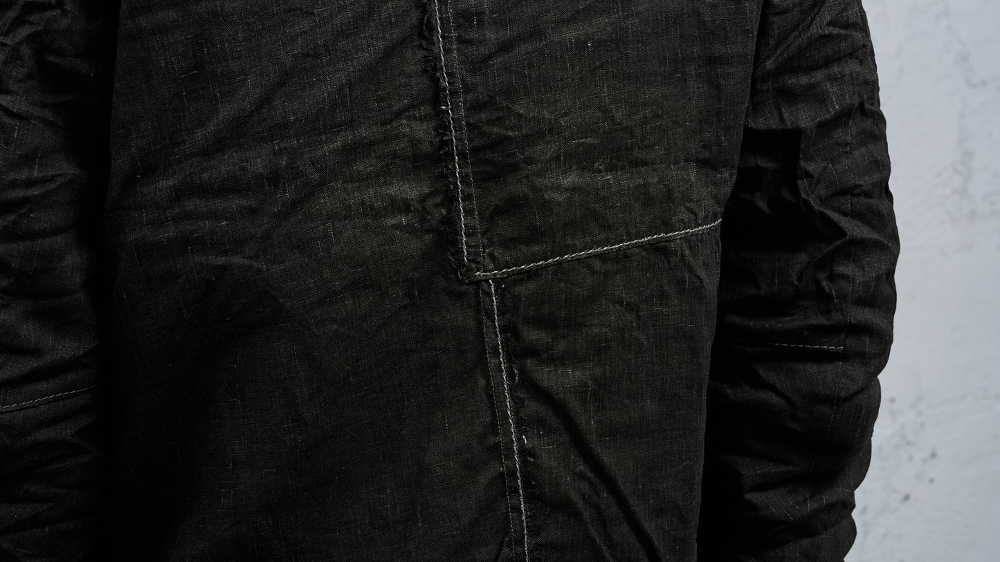 <span>27.1</span><span>"DISPLACEMENT"</span>JEAN JACKET<br>PRINTED LINEN LIGHT<br>CARBON