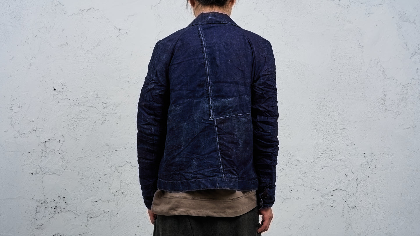 <span>27.1</span><span>"DISPLACEMENT"</span>JEAN JACKET<br>PRINTED LINEN LIGHT<br>INDIGO