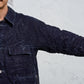 <span>27.1</span><span>"DISPLACEMENT"</span>ARMHOLELESS  COAT <br>PRINTED LINEN MEDIUM<br>INDIGO