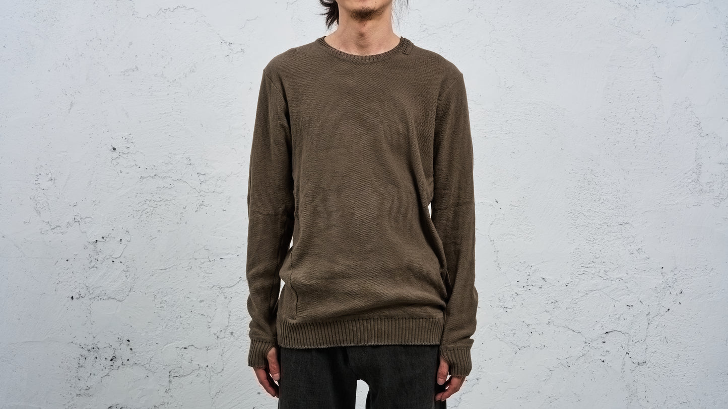 <span>27.1</span><span>"DISPLACEMENT"</span>CREWNECK SWEATER <br>COTTON PIQUE<br>OLIVE