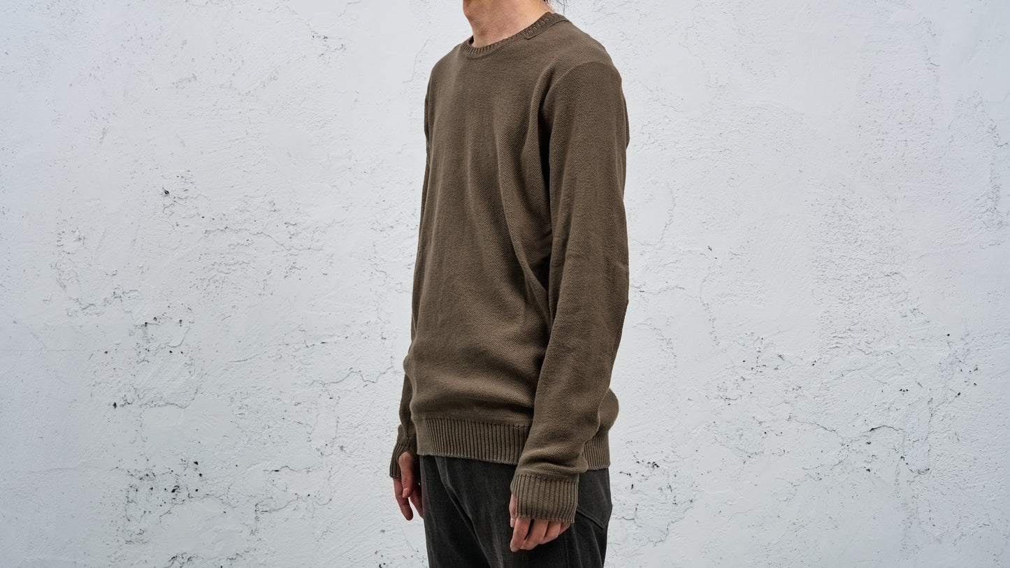 <span>27.1</span><span>"DISPLACEMENT"</span>CREWNECK SWEATER <br>COTTON PIQUE<br>OLIVE