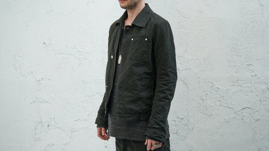 <span>23.2 MEN'S</span><span>"DISPLACEMENT"</span>JEAN JACKET / ZIMBABWE COTTON HEAVY / GREEN BLACK